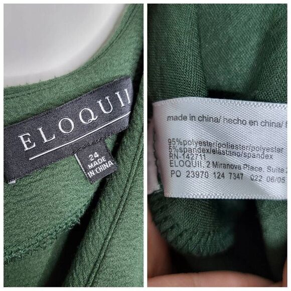 Eloquii Green Balloon Sleeves V Neck Dress Size 24 - Picture 11 of 11